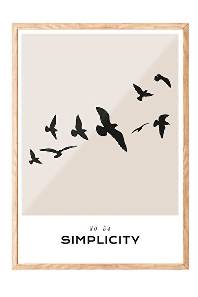 Zestia Tablou înrămat în lemn, Păsări zburătoare – Artă naturală minimalistă,...
