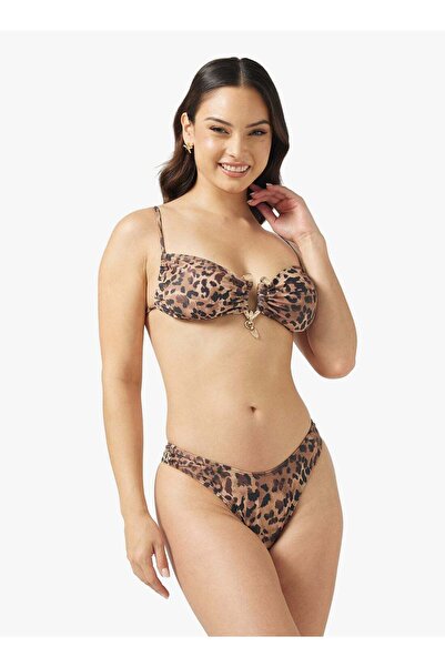 Ginger 2 Pc Leopard Print Bikini Set With Metal Accent