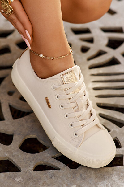 Big Star Shoes Women's Big Star Fabric Sneakers RR274768 Beige 36