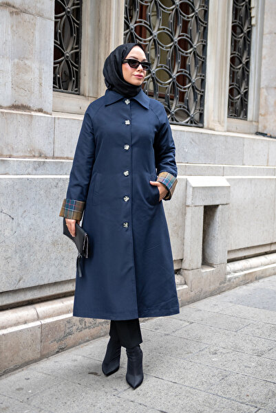 Nihle MAHZA EKOSE ASTAR DETAYLI YENİ SEZON 120 CM MEVSİMLİK TRENÇKOT 7667