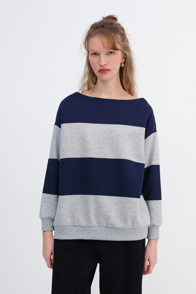 Addax Ριγέ φούτερ επένδυση fleece S12462