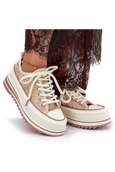 S.BARSKI Women's Sneakers On Massive Platform BF51-101 Beige 38