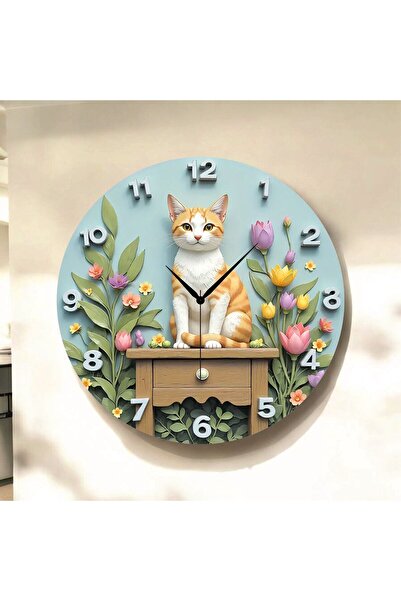 AA Shop Kedi Hayvan Çiçek Renkli Baskı Desenli Sayılı Yılbaşı Hediyelik Ahşap...