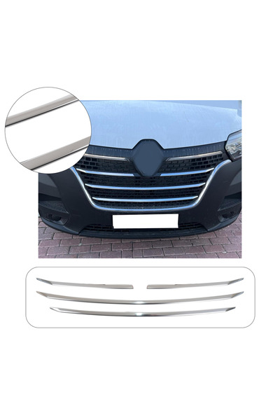 ServetDizaynOto Renault Master Uyumlu 2021 Ve Üzeri Krom Ön Panjur 4 Parça Pa...