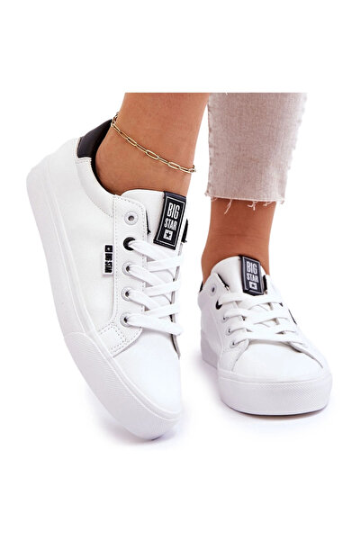 Big Star Shoes Adidaje din piele pentru femei Big Star EE274312 alb-negru 36