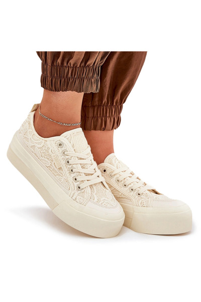 Big Star Shoes Women's Lace Sneakers Big Star RR274746 Beige 36