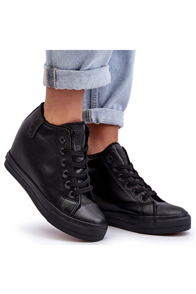 Big Star Shoes Leather Wedge Sneakers Big Star MM274001 Black 38