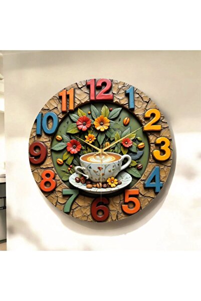 AA Shop Kahve Çiçek Renkli Baskı Desenli Sayılı Yılbaşı Hediyelik Ahşap Sessi...