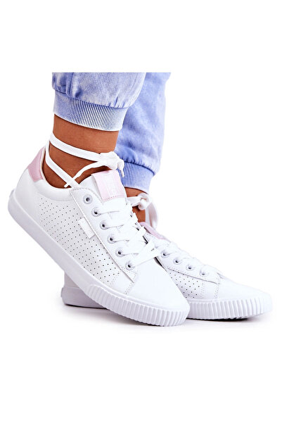 Big Star Shoes Adidaje din piele pentru femei Big Star HH274073 White-roz 36