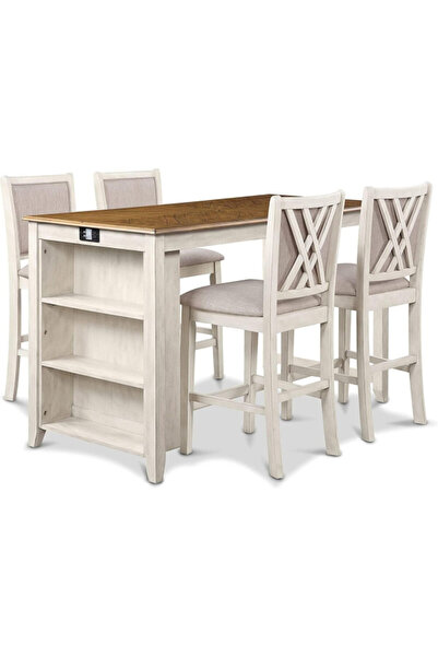 Icon Living 5-Piece Wooden Counter Storage Dining Set