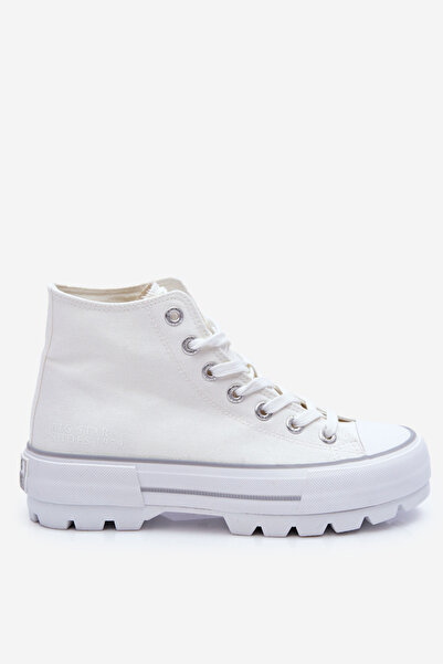 Big Star Shoes Big Star high-top fabric platform sneakers LL274156 White 40