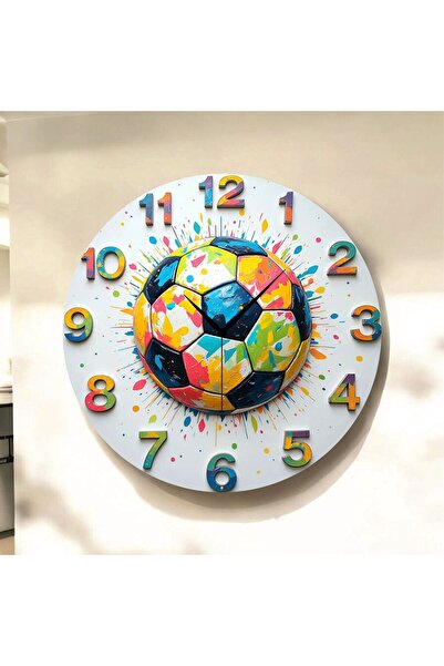 AA Shop Futbol Top Renkli Baskı Desenli Sayılı Yılbaşı Hediyelik Ahşap Sessiz...