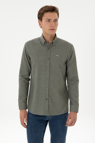 U.S. Polo Assn. Men's Khaki Long Sleeve Shirt 50315613-Vr027