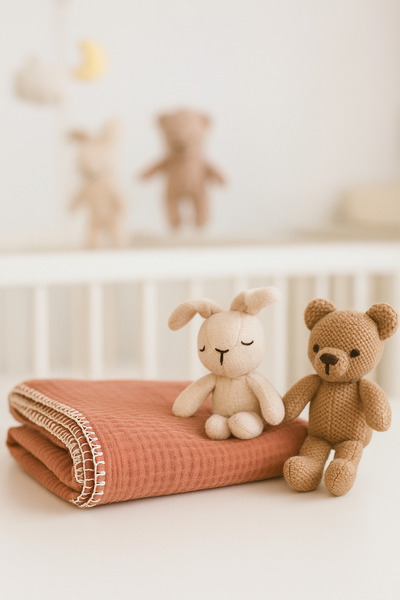 Heianmono Kids 4 Layer Shepherd's Stitch Tile Color 100% Cotton Muslin Baby Blanket (100X120 cm)