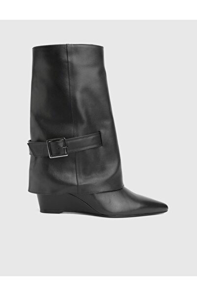 İLVİ İzerba Hakiki Deri Siyah Kadın Topuklu Çizme