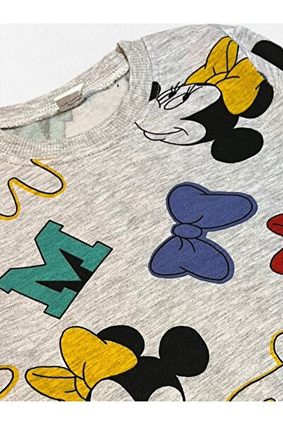 Pajama Shop Σετ χειμερινής πιτζάμα με μακρυμάνικο ύφασμα για κορίτσια, γκρι χρώμα, επένδυση fleece μοτίβο ποντικιού