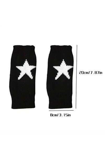 kho military design Dark Gray Color Star Knitting Half Finger Wool Gloves (Pair)