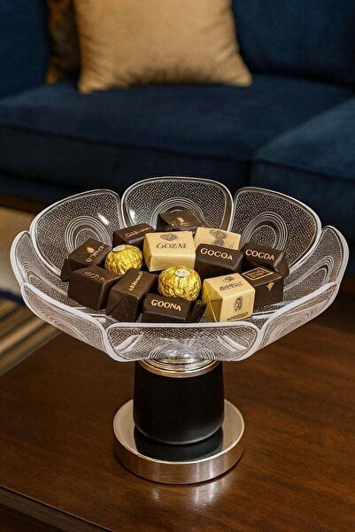 ALQANNAS صحن حلوى أكريليك متوسط الحجم بقاعدة متينة