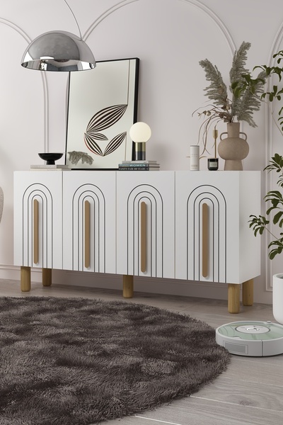 cantek dizayn 8195-128CT KB150 KONSOL TV ÜNİTESİ BEYAZ-SAFİRMEŞE