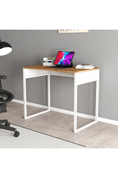 Remaks Vira Metal Ayaklı Çalışma Masası- Atlantik Çam/ Beyaz