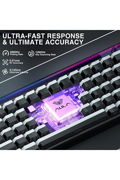 Aula HERO 68 Gaming Keyboard - Hall Effect Magnetic Switches, 0.01mm Adjustable, RGB, 60% (Black)