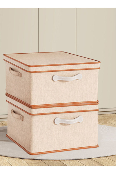 Generic Foldable Storage Box 2-Piece Set, Large Capacity Oxford Fabric Organizer Bag with Lid