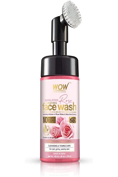WOW Skin Science Rose Himalaya Foaming Face Wash with Built-in Brush, Rose Water & Aloe Vera, 100ml