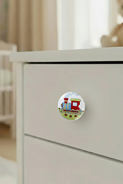 MegaVitrin Porcelain Train Pattern Children's Room Furniture Handle Ceramic Drawer Cabinet Knob