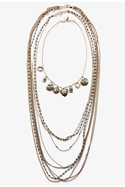 DivaViva Muse Necklaces - 3'lü Zincir Madalyon Trend Kadın Kolye (KOD-372)