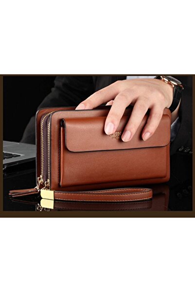 Generic Valentoria Mens Large Long Leather Clutch Hand Bag Wallet Purse (BROWN)