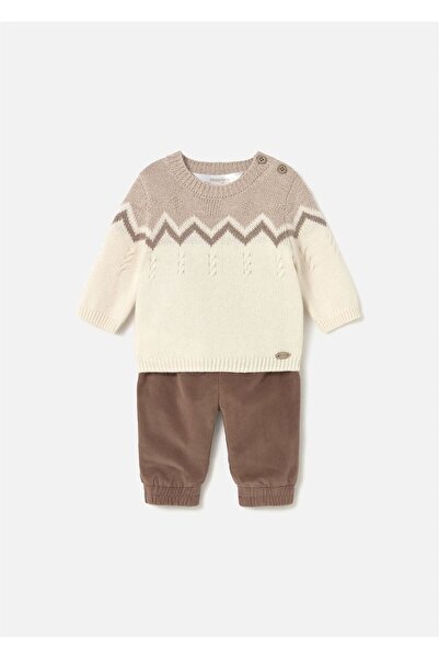 MAYORAL طقم ملابس علوي وسفلي للأطفال الأولاد مكون من قطعتين باللون البني 2580