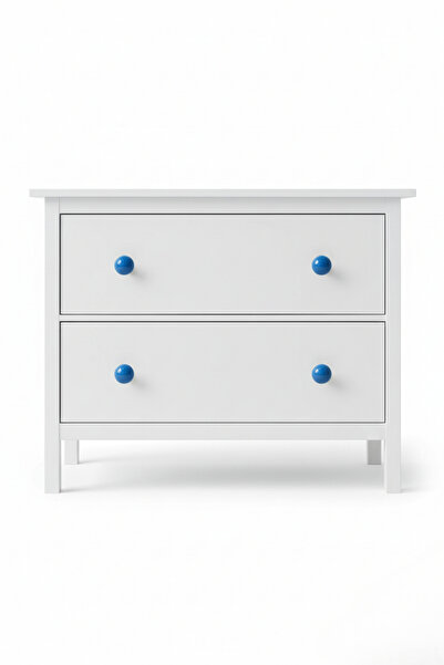 MegaVitrin 5 Pcs Porcelain Ball Knob Blue Children's Room Furniture Handle Ceramic Single Screw Drawer Handle (30 mm)