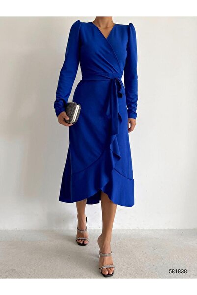 Modafeminen decolteu petrecut în V ROCHIE DE LUNGIME MEDIU CU MANE LUNGHE SI ...