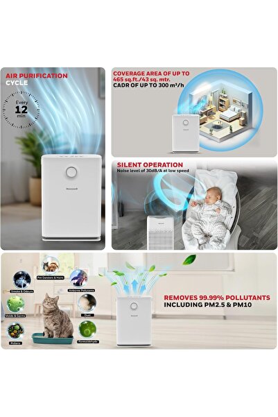 HONEYWELL جهاز تنقية الهواء Air Touch V3 — ترشيح من 5 مراحل، H13 HEPA، يغطي مساحة 46 مترًا مربعًا