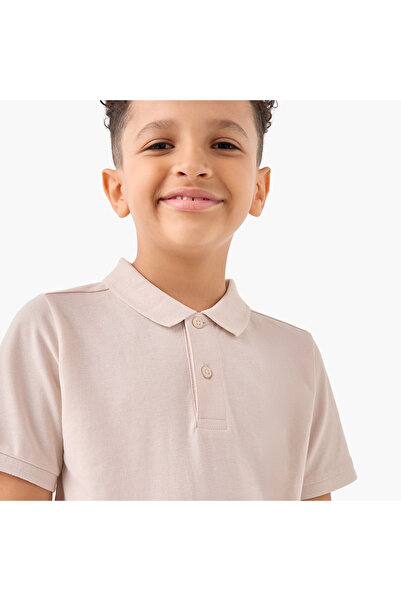 Juniors Solid Polo T-shirt with Short Sleeves