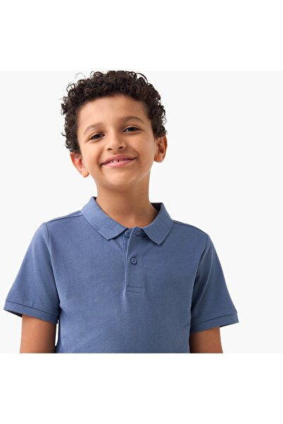 Juniors Solid Polo T-shirt with Short Sleeves