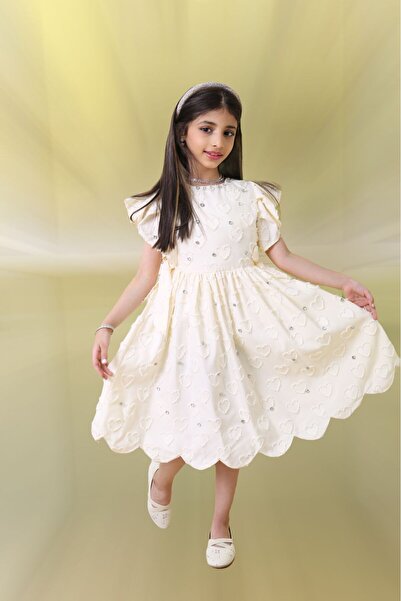 Generic Girls' embroidered dress with heart patterns