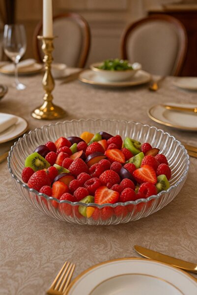 MadaMelya Lorita Round Salad Plate 30 cm Presentation Plate, Serving Elegance