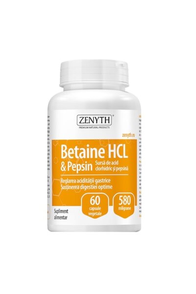 Zenyth Pharmaceuticals Supliment alimentar Betaine HCL si Pepsin, Zenyth, 60 ...