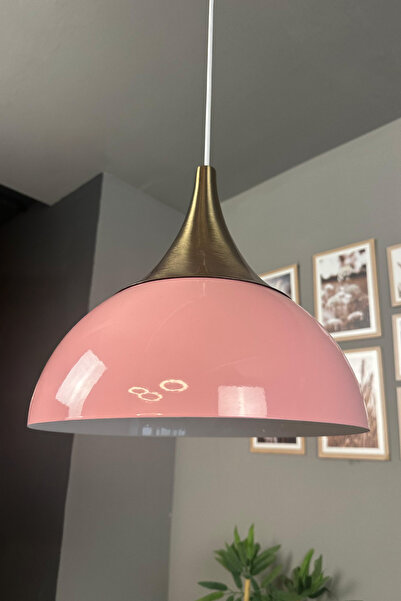 Bamyum Yimpi Pembe Avize Tekli Sarkıt Eskitme Kubbe Başlık Salon Mutfak Kuafö...