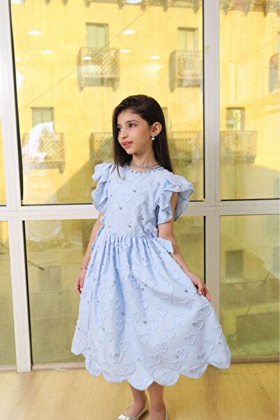 gmax فستان بناتي مطرّز وبنقوش قلوب