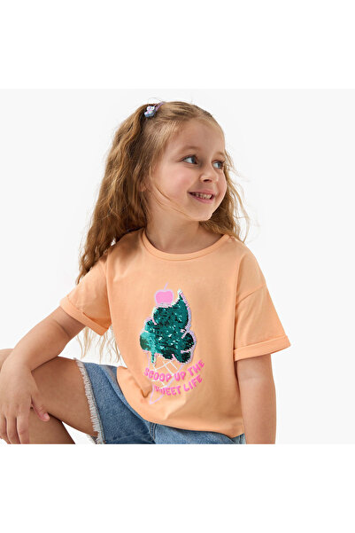Juniors Embellished T-shirt with Short Sleeves