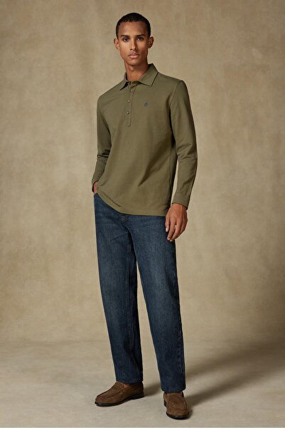 Abbate Ανδρικό μπλουζάκι πόλο από βαμβακερό Comfort Fit Khaki με λαιμόκοψη Castle Pike