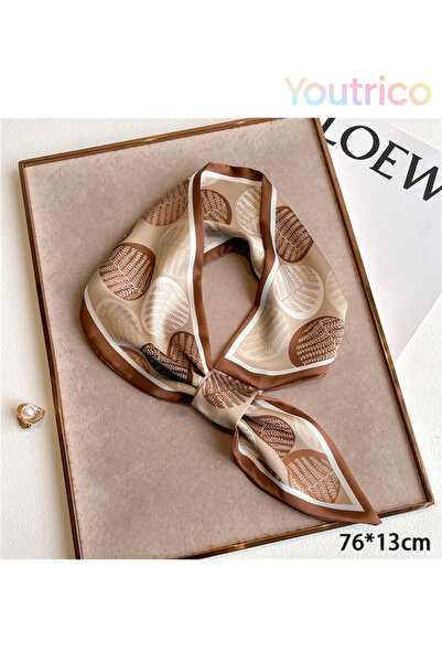 Youtrico Silk Scarf with Perforated Diagonal Design 76*13cm Versatile Korean ...