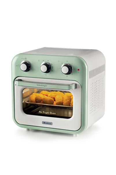 ARIETE VINTAGE 4632/04 Hot Air Fryer-Oven, 1400W, 16l, 230C, 60min Timer,Rotating Basket,White/Green