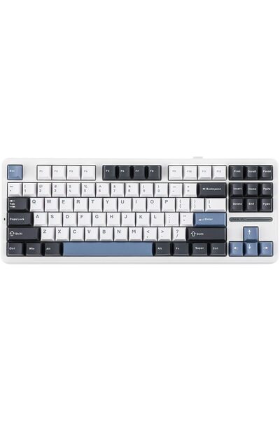 Epomaker x Aula F87 Pro Gasket Wireless Mechanical Keyboard (White Blue Grey, Graywood V3 Switch)