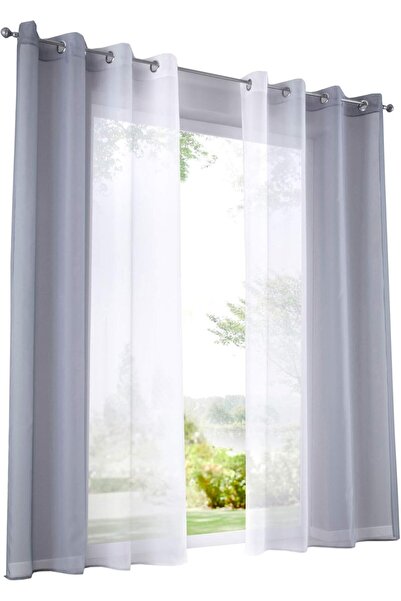 BAILEY Jo Set of 2 Transparent Voile Curtains with Gradient Colour Pattern