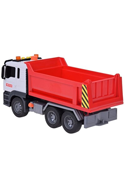 Tıfıl Toys 1:12 Scale Red Dump Truck Toy with Friction Powered Sound and Light