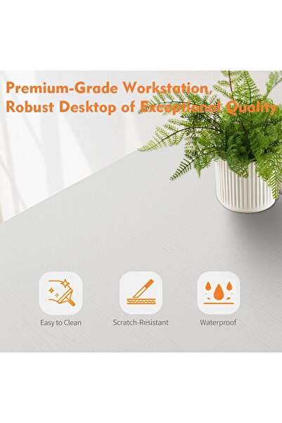 Chulovs Adjustable 3-Tier Console Table 1.00m x 35cm with Charging Outlet, White, Metal