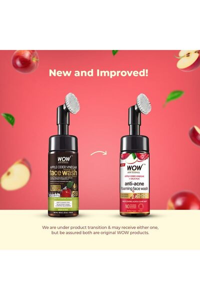WOW Skin Science Apple Cider Vinegar Foaming Face Wash (Built-in Brush) - 150 ml